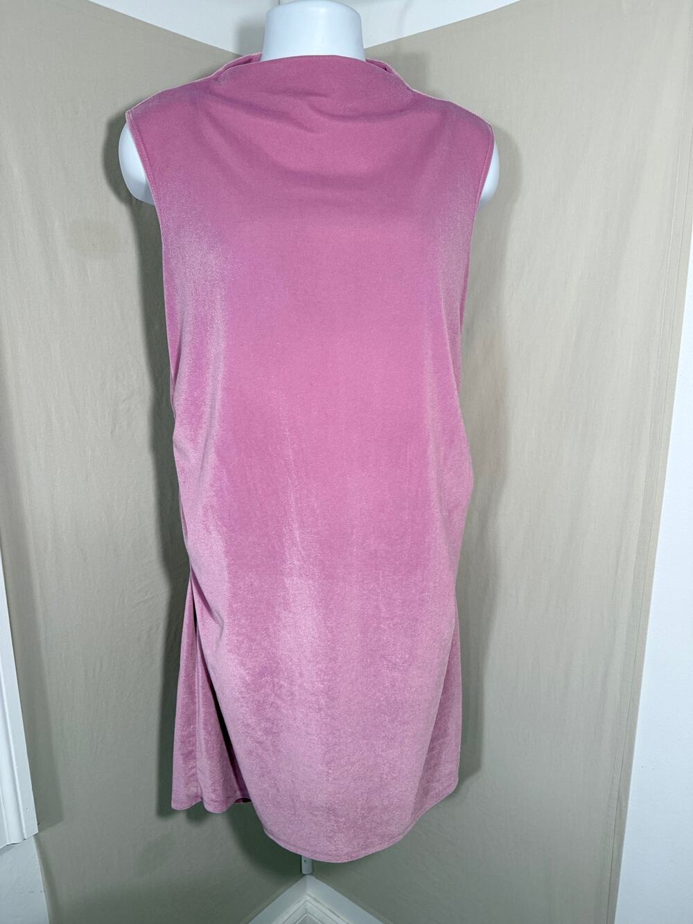 A New Day Pink Velvet Ruched Mock Neck Dress XXL - Picture 1 of 9